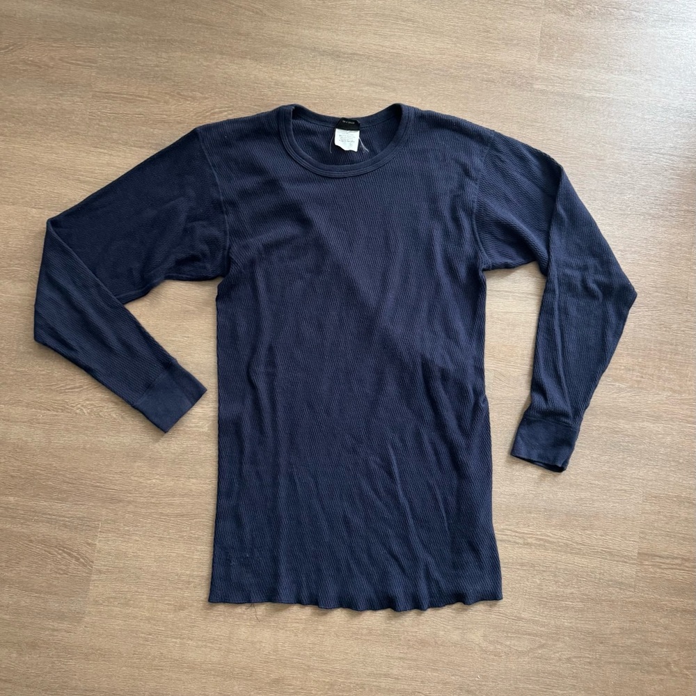 WAFFLE KNIT THERMAL CREWNECK Size Large Dark Blue